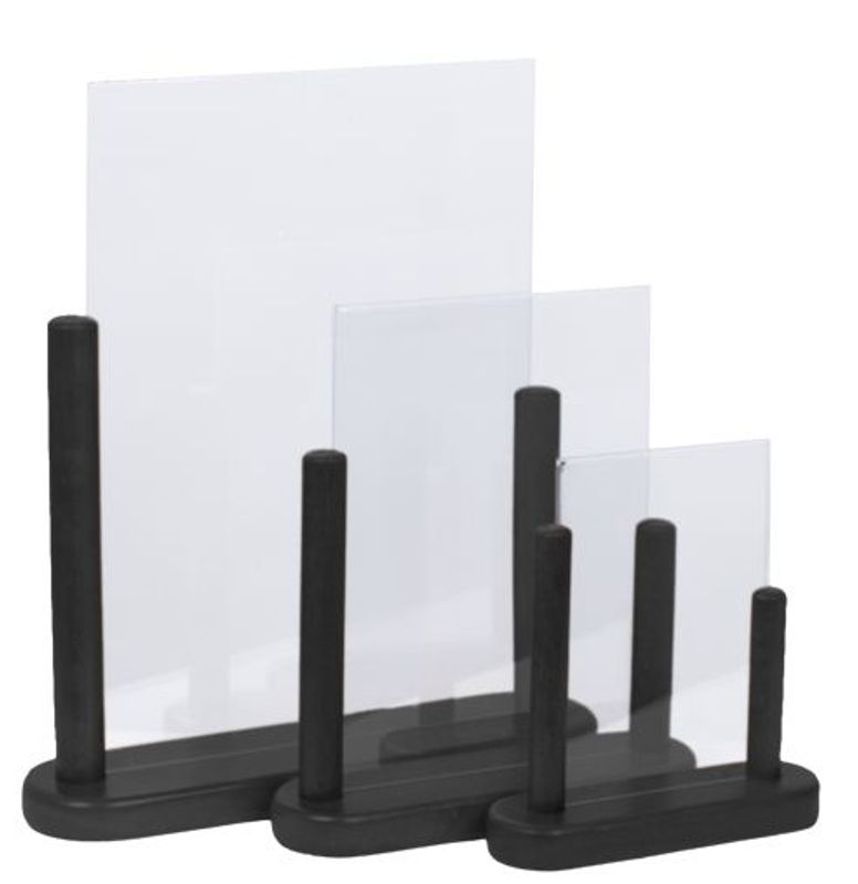 Menyholder sort transparent  A4