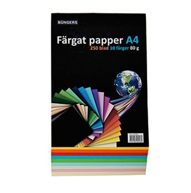 Hovedbilde Farget papir A4 80g 250 ark assortert farger