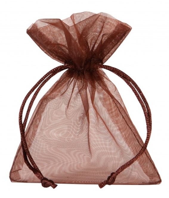 Hovedbilde Organza poser mørk brun 12x17cm 10 stk. 