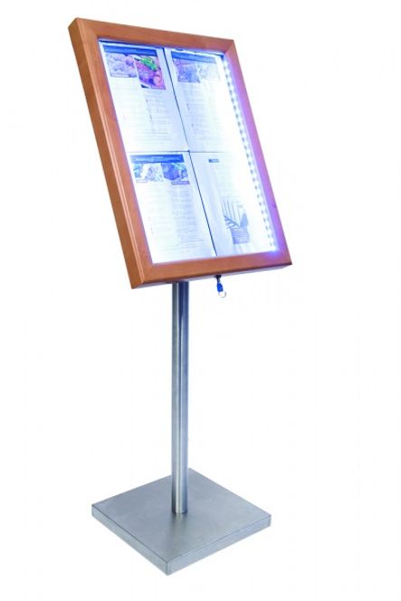 Hovedbilde Menystativ 4xA4 teak led lys