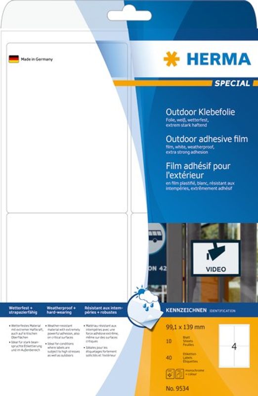 Utendørsetiketter 99,1x139  40 stk. Herma