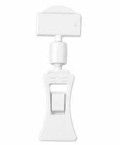 Liten skiltklype med 27 mm skiltholder – hvit
