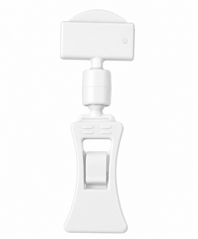 Liten skiltklype med 27 mm skiltholder – hvit