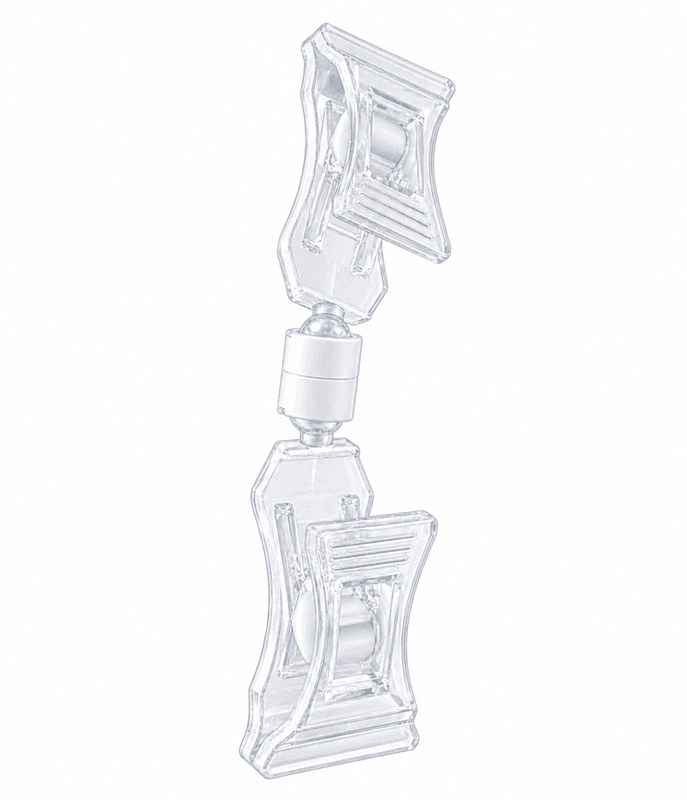 Dobbel liten skiltklype – transparent