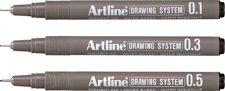 Artline Fineliner 230/3W1 Sort 3/e 3-pk