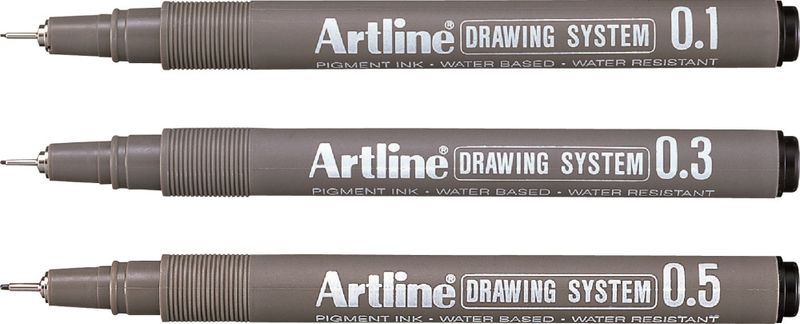 Artline Fineliner 230/3W1 Sort 3/e 3-pk