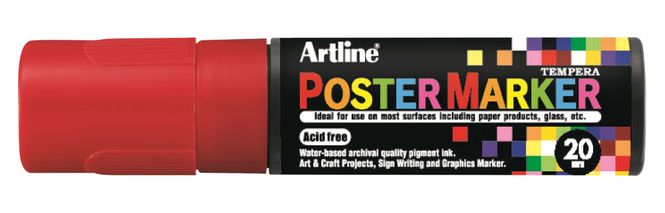 Hovedbilde PosterMarker 20mm rød Artline 6 stk.