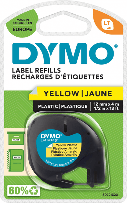 Hovedbilde Tape LetraTag plastic 12mmx4m yellow