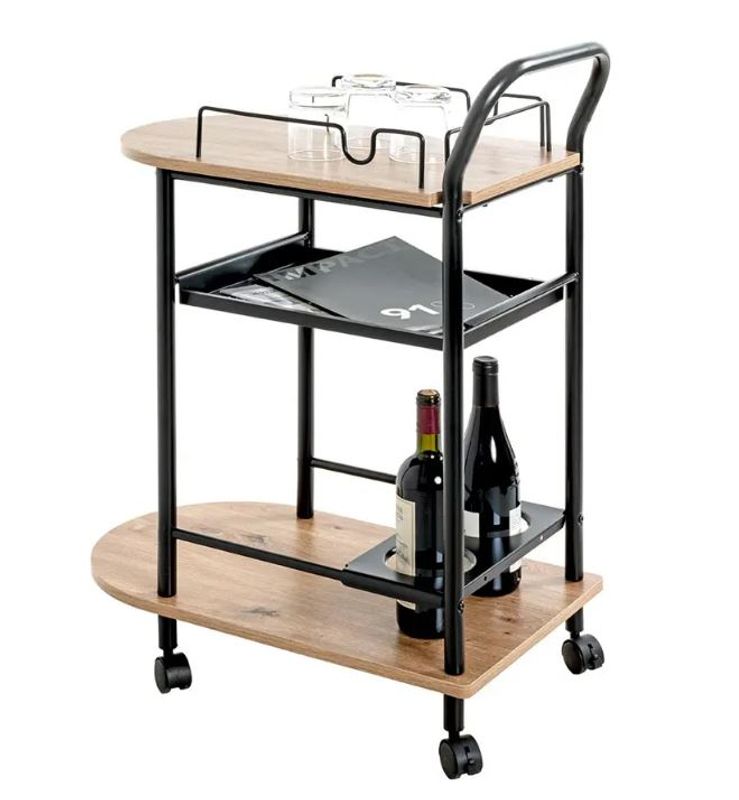 Serveringsvogn 3 hyller sort