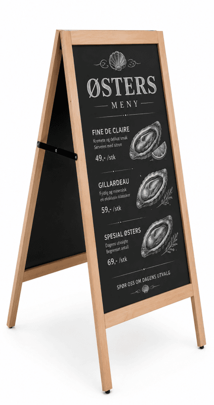 Gatebukk 68x146cm  Magnetisk Blackboard lyst treverk