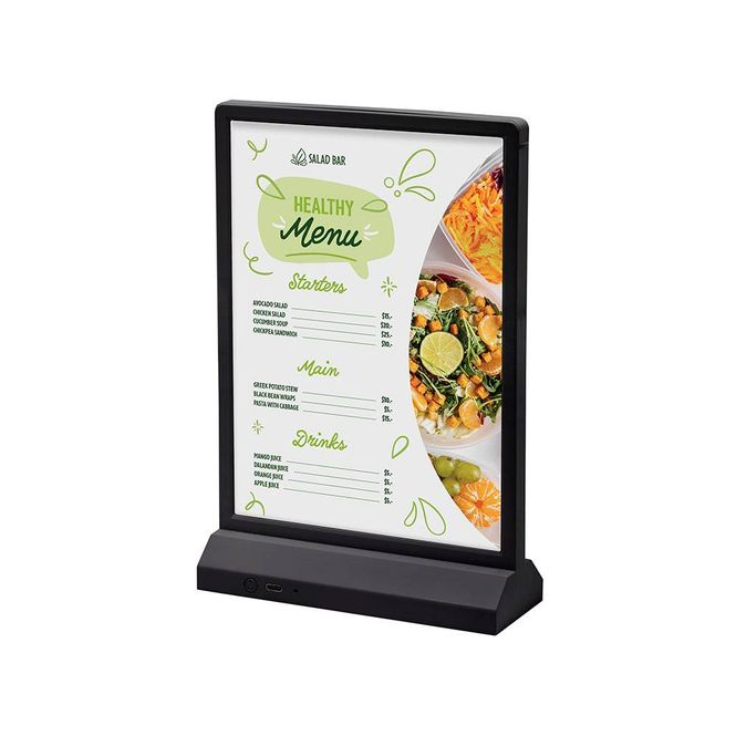 Hovedbilde Menyholder A5 sort LED