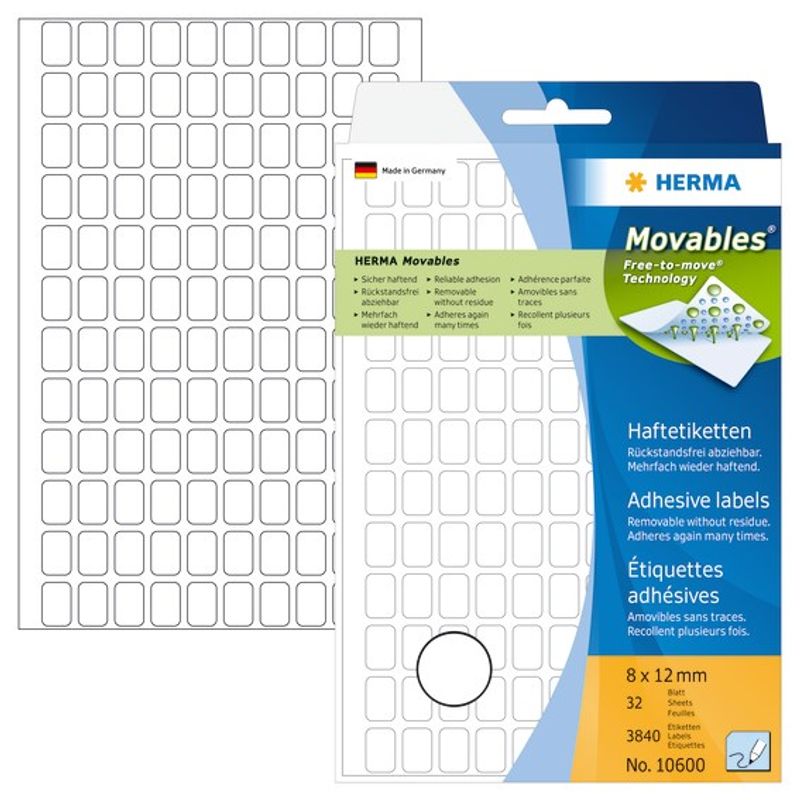 Etiketter Movables 8x12mm Herma 3840 stk.