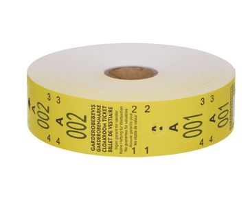 Garderobebilett gul 1-500