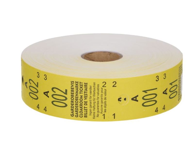 Garderobebilett gul 1-500