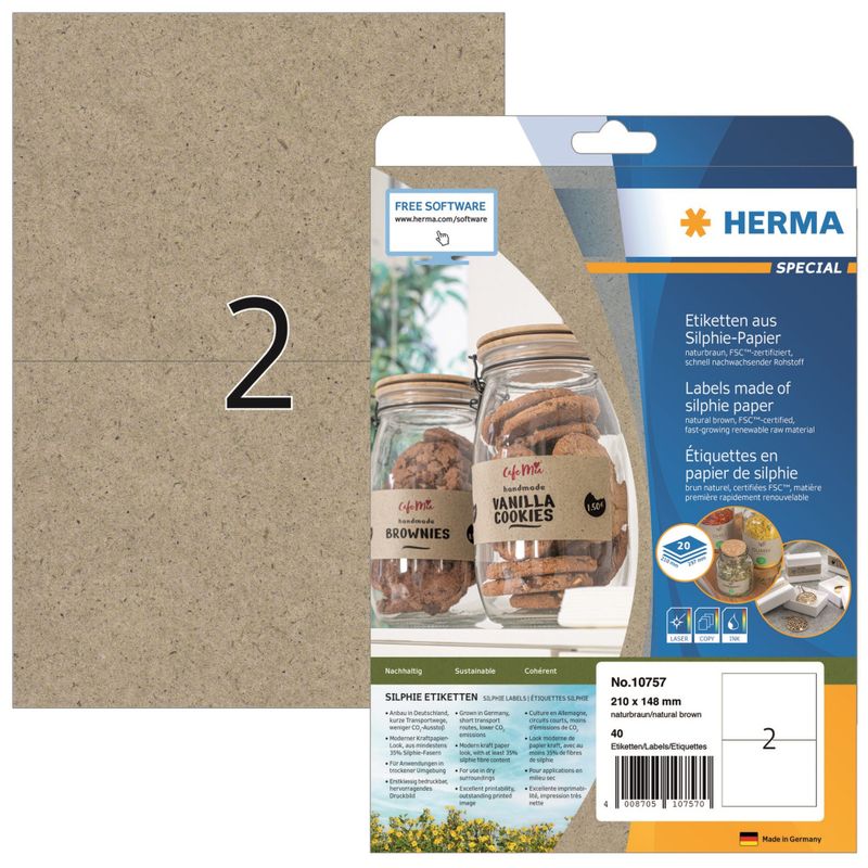 Etikett 210x148 kraftpapir (40) Herma