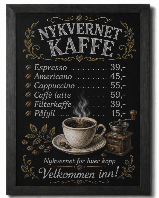 Hovedbilde Menytavle 50x60cm sort matt