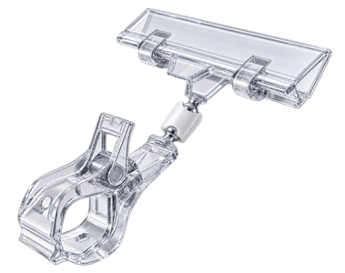 Stor klype med 80 mm skiltklemme – transparent