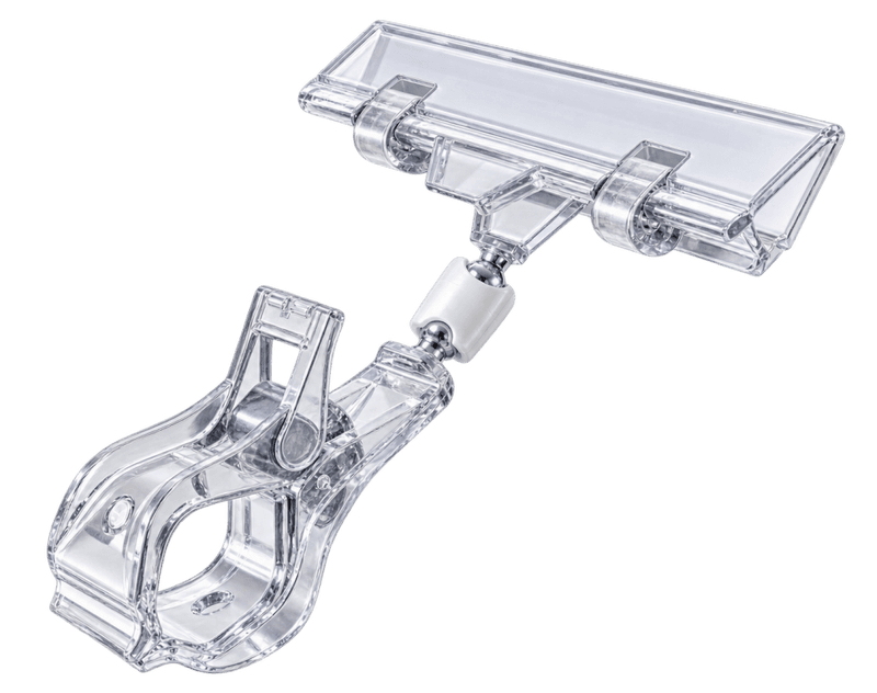 Stor klype med 80 mm skiltklemme – transparent