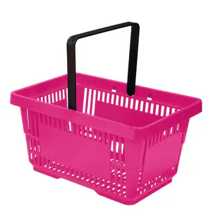 Handlekurv i plast 20 liter – Rosa 5 stk.