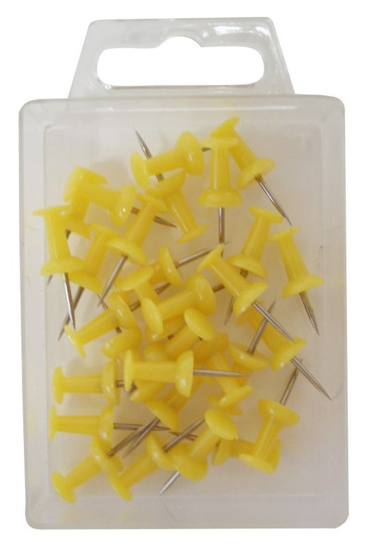 Kartnåler push pin gul 30 stk