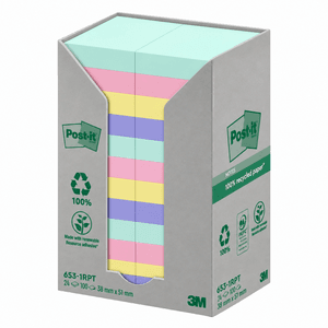 Post-it Recycled mix colors 38x51 100ark x 24 stk.