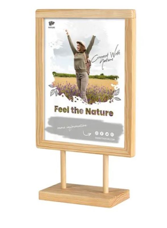 Plakatstativ A4  lakkert furu
