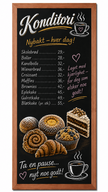 Hovedbilde Menytavle lys brun 56x100cm