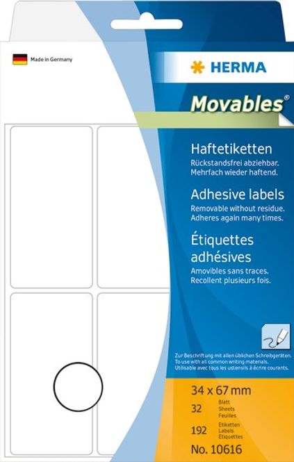Hovedbilde Etiketter Movables 34x67mm Herma 192 stk.