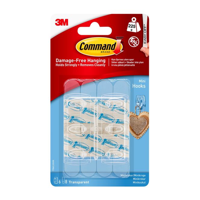 Hovedbilde Command Mini Clear kroker med Clear strips
