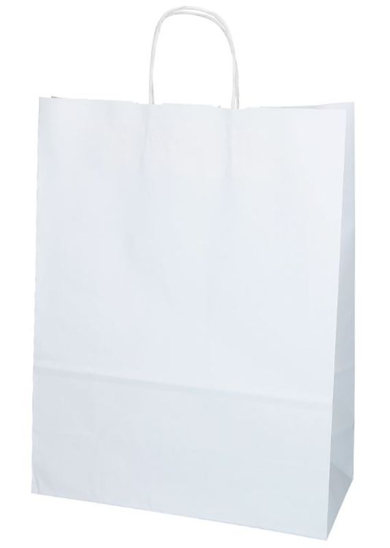 Papirpose hvit 32x12x41cm. 50 stk